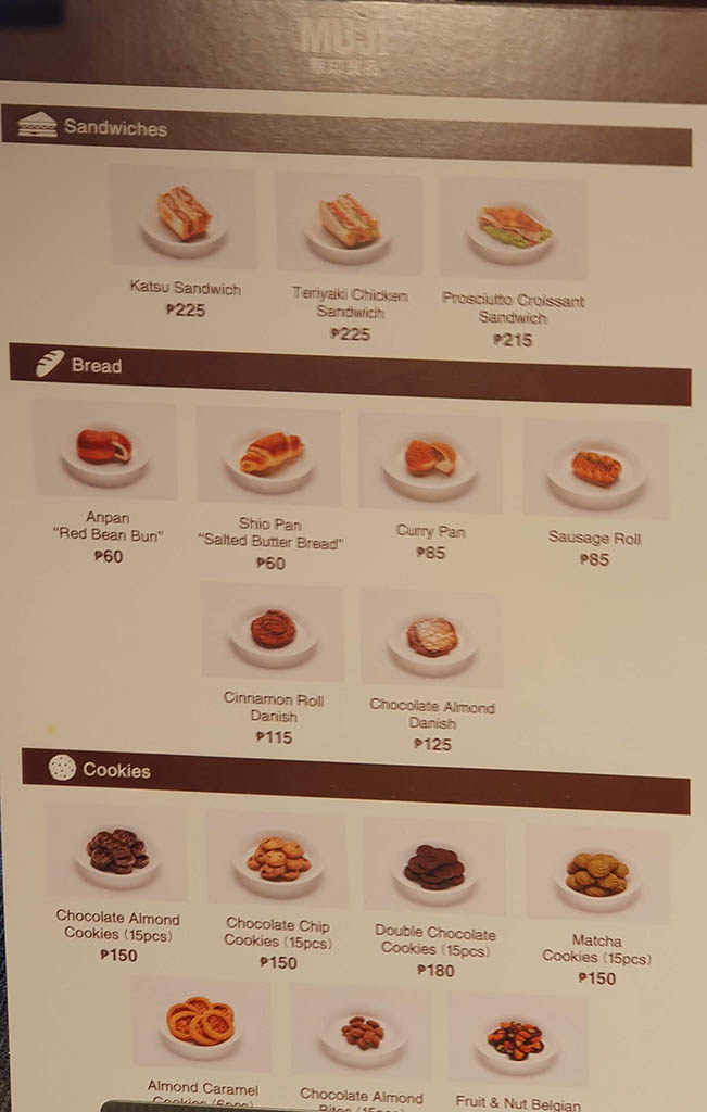  Muji Cafe Ph - Sandwich and cookies menu